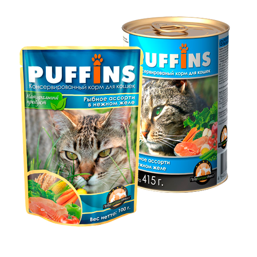 Консервированный корм Puffins
